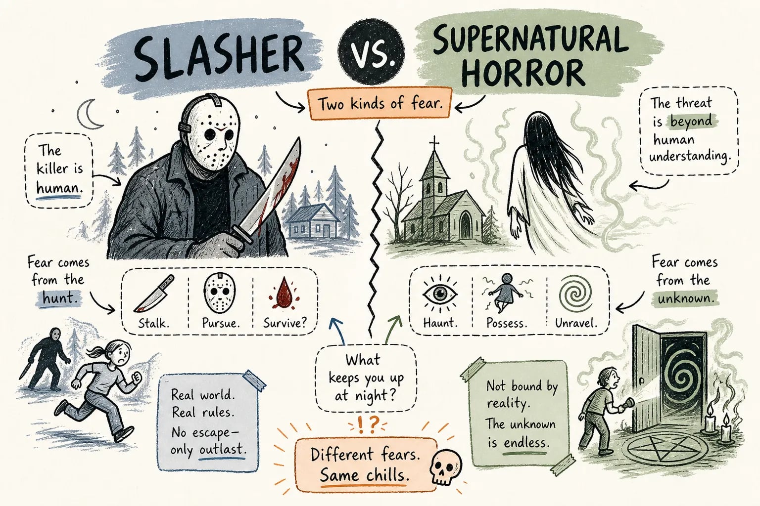 Slasher vs. supernatural horror: what sets them apart